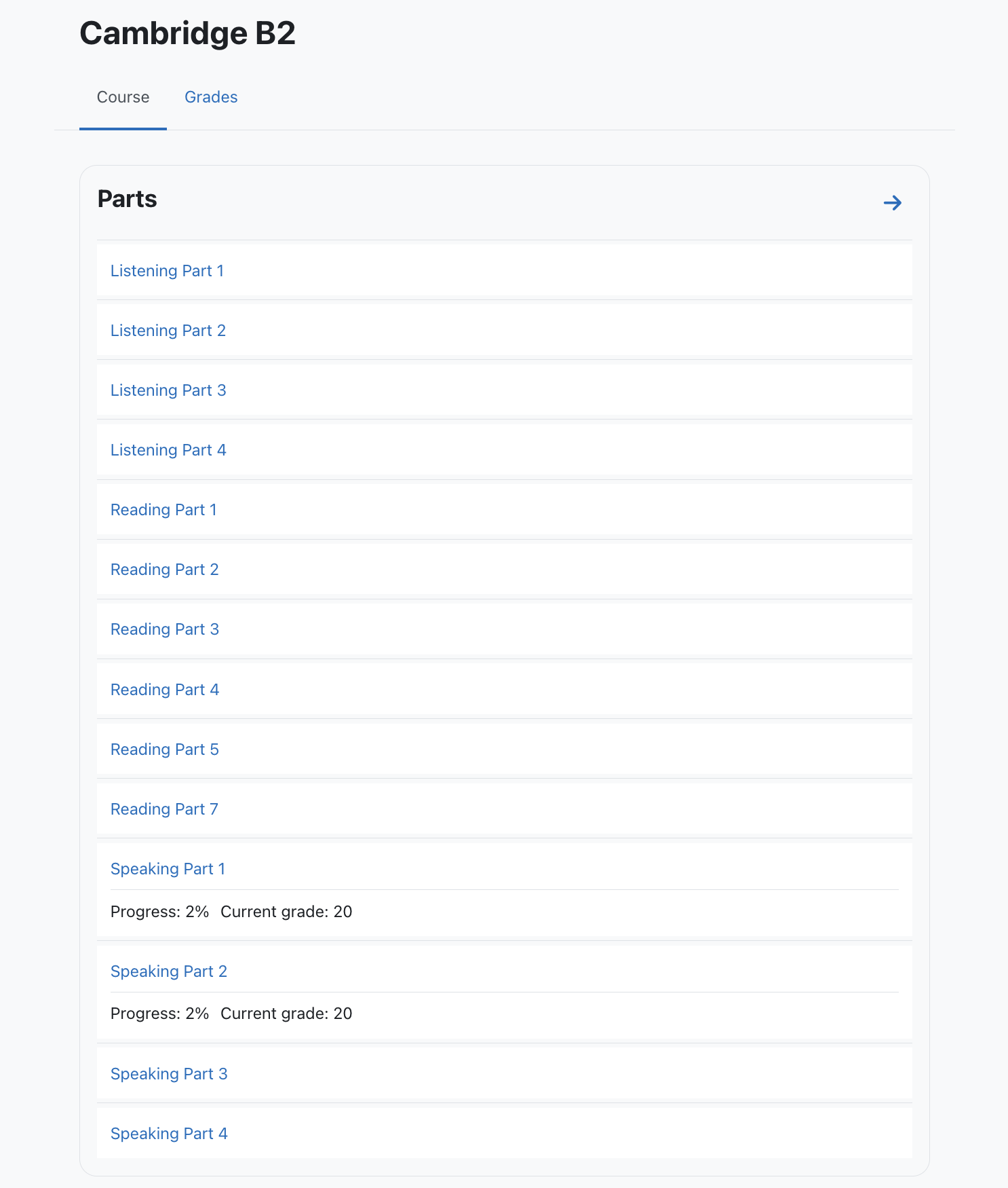 Screenshot of the training application showing the main dashboard with course progress and upcoming assignments.